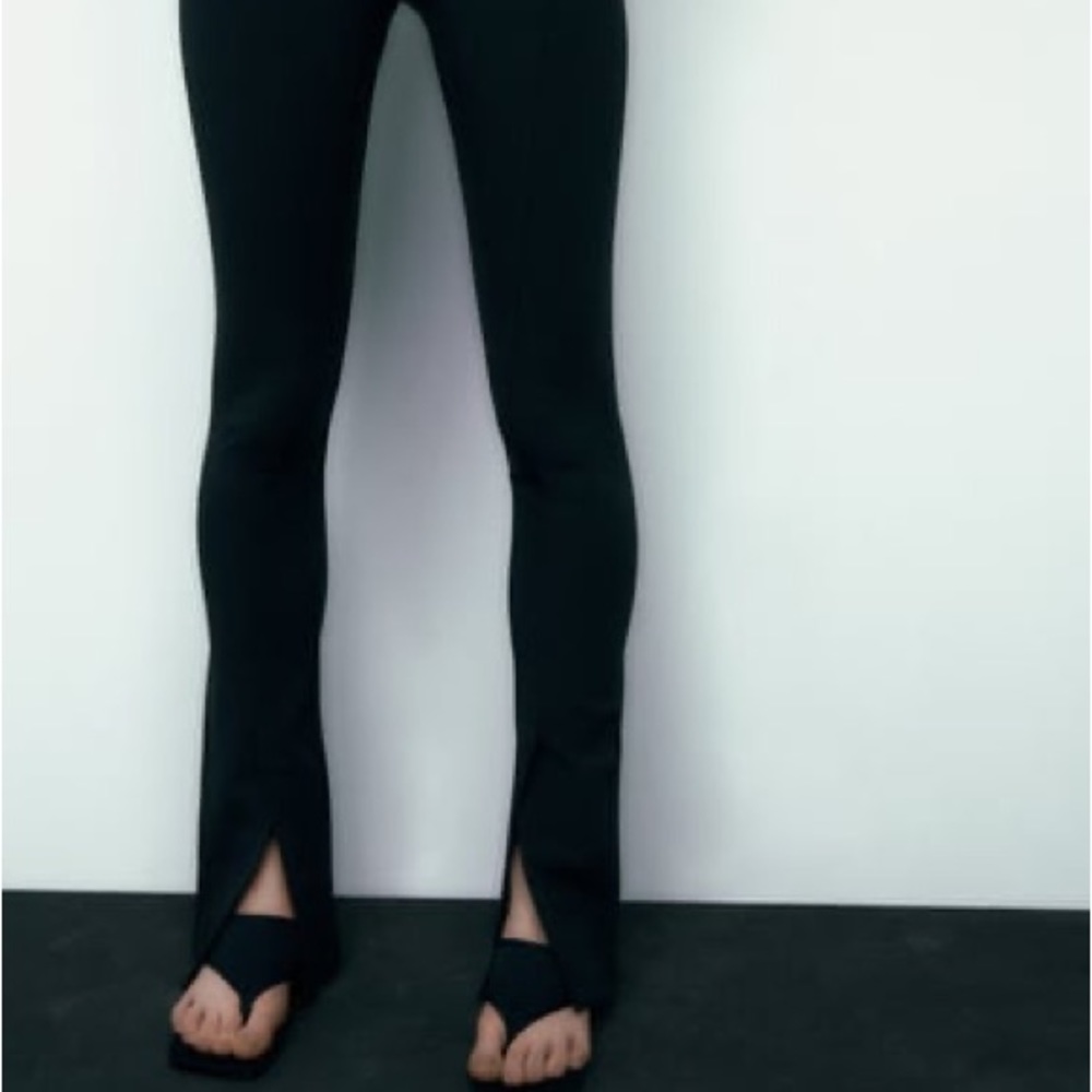 ZARA RIBBED HIGH WAIST FRONT SLIT LEGGINGS NWT